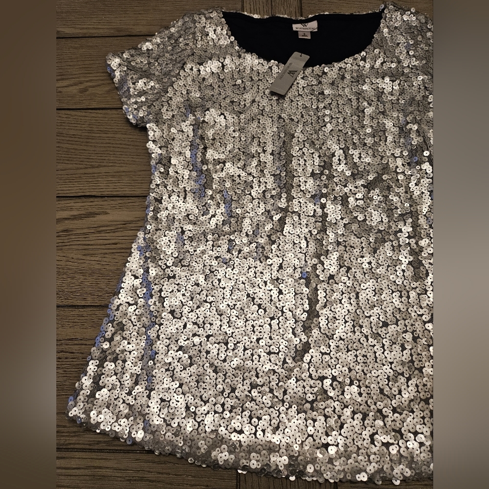 Worthington NEW Silver Sequins Top - Picture 7 of 11